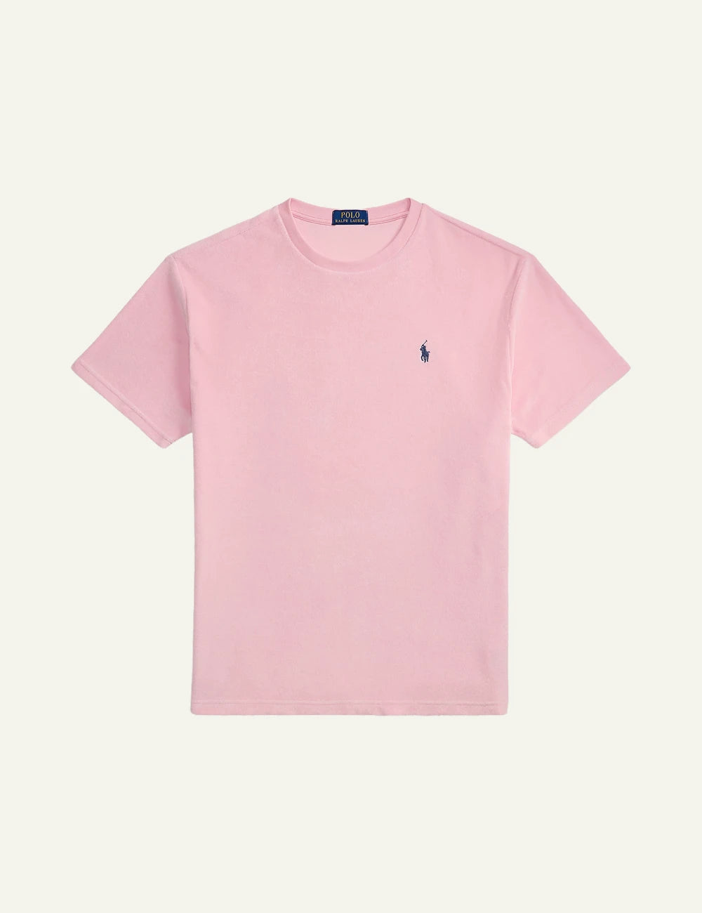 polo ralph lauren pink terry t-shirt pony logo cotton blend classic fit front view