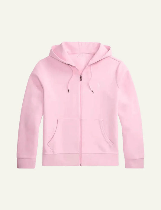 polo ralph lauren pink zip hoodie cotton blend pony logo front view