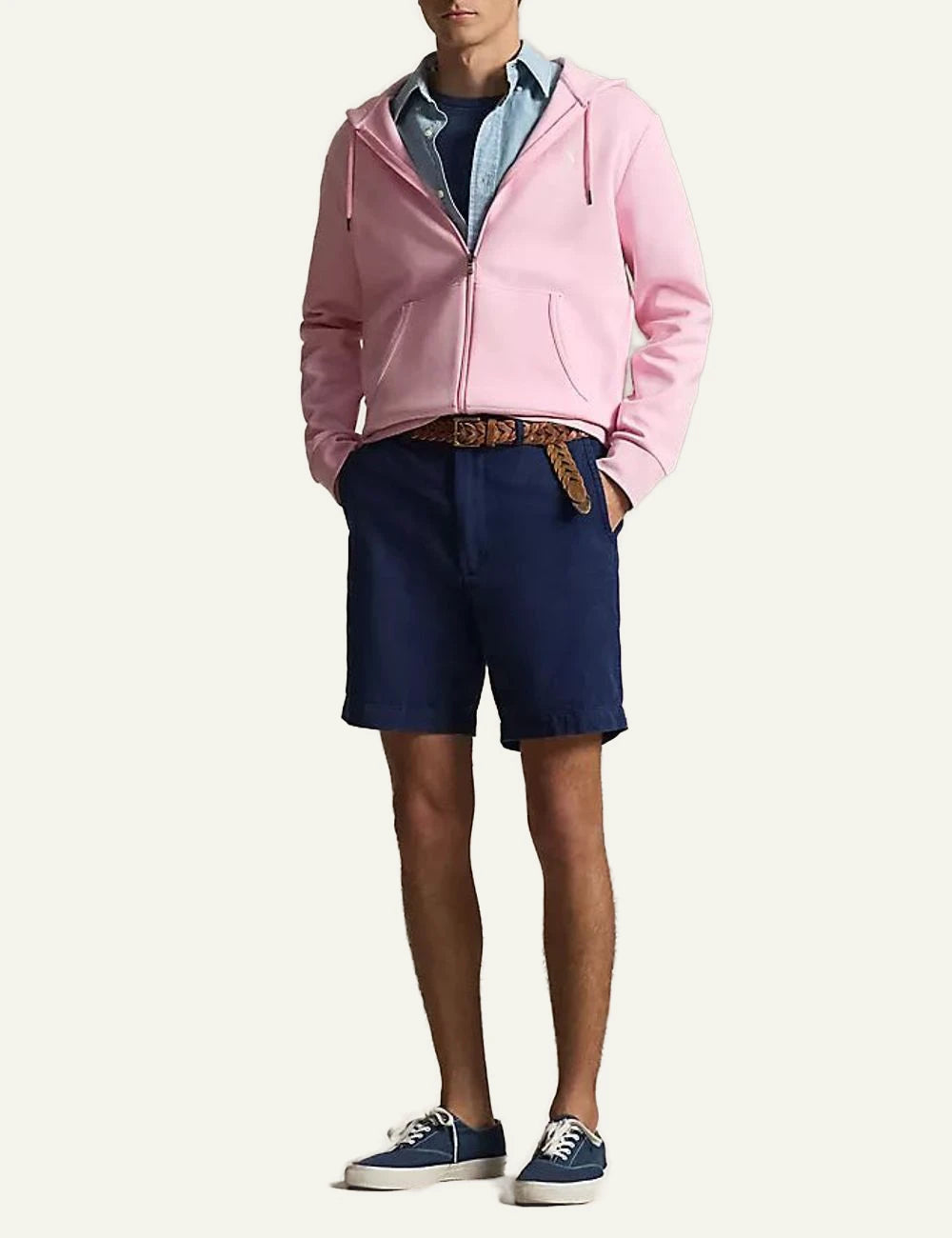 polo ralph lauren pink zip hoodie cotton blend pony logo front full body view