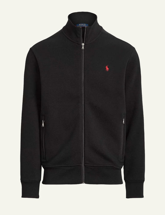 Polo Ralph Lauren black pique zip jacket me red pony logo front view