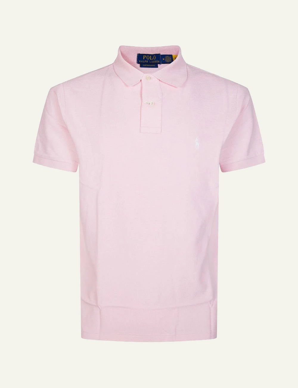 Polo Ralph Lauren short sleeve polo shirt in light pink with embroidered logo, front flat view