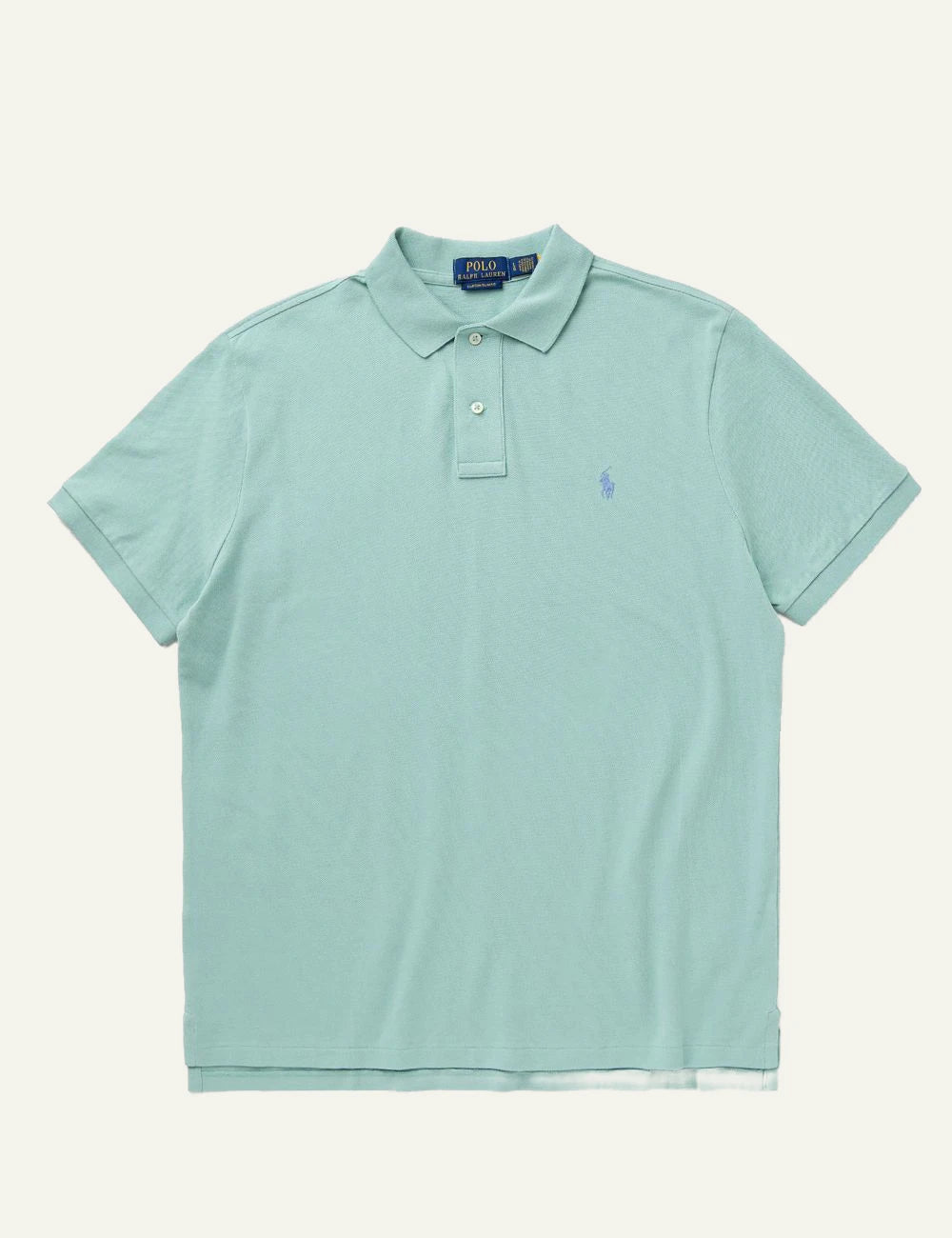 Polo Ralph Lauren short sleeve polo shirt in mint green with embroidered logo, front flat view