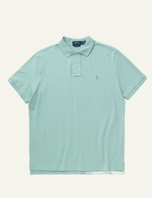 Polo Ralph Lauren short sleeve polo shirt in mint green with embroidered logo, front flat view