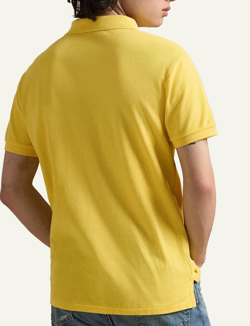 Polo Ralph Lauren short sleeve polo shirt in yellow with embroidered logo, back view