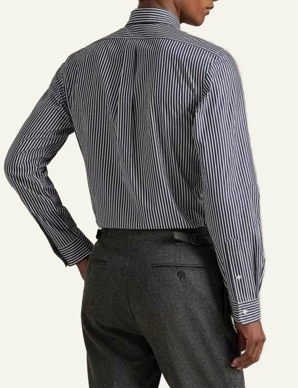 Polo Ralph Lauren striped shirt navy white back model view