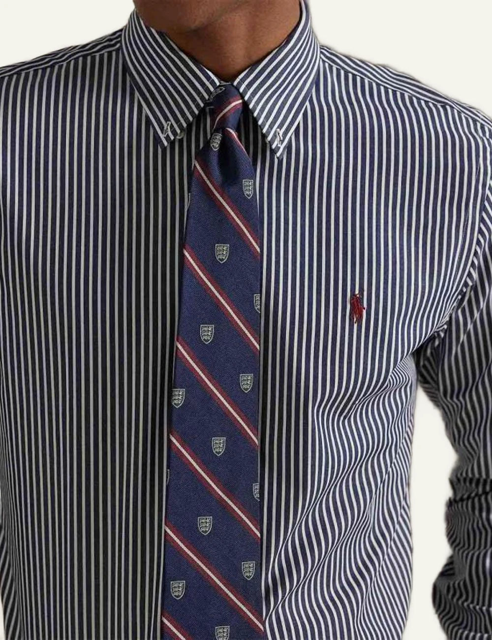 Polo Ralph Lauren striped shirt navy white logo view