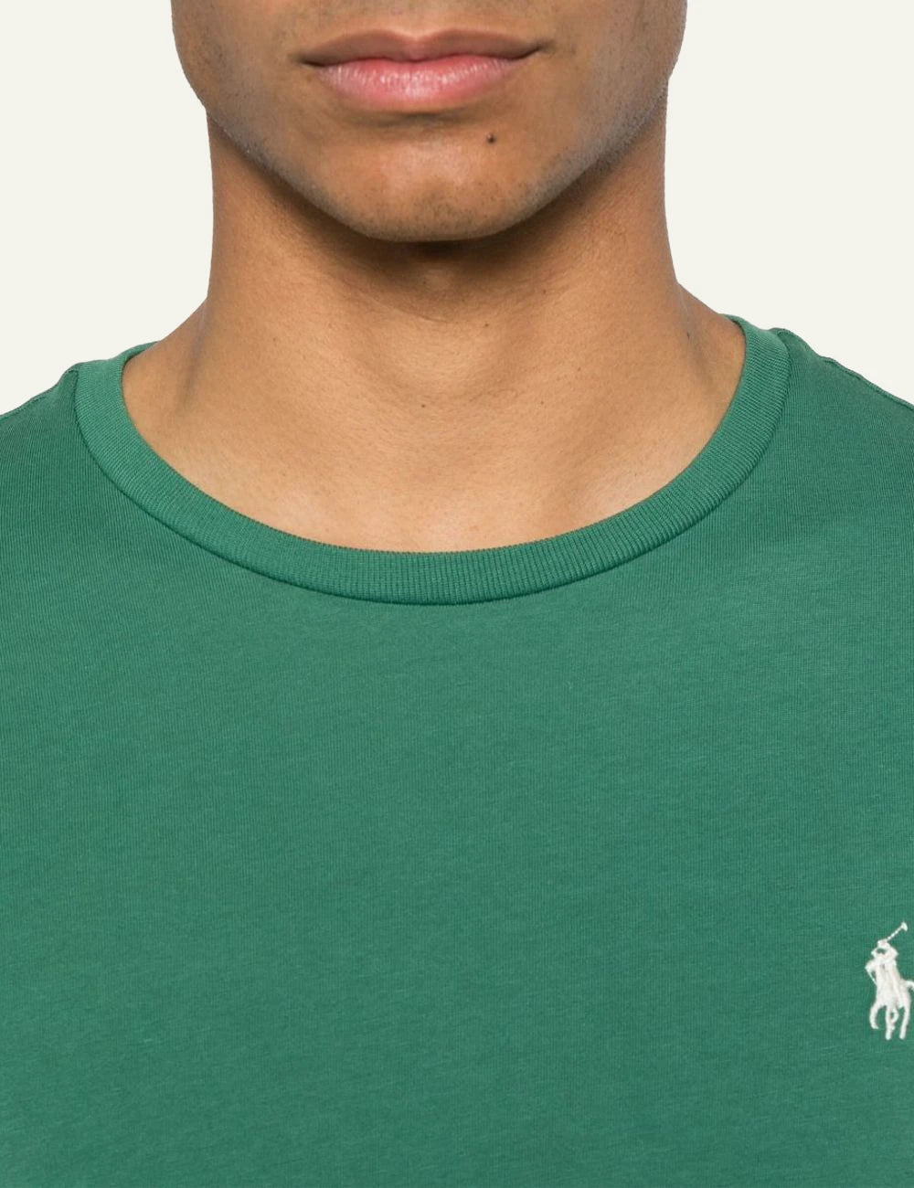 Polo Ralph Lauren t-shirt emerald green me white pony logo front detail view