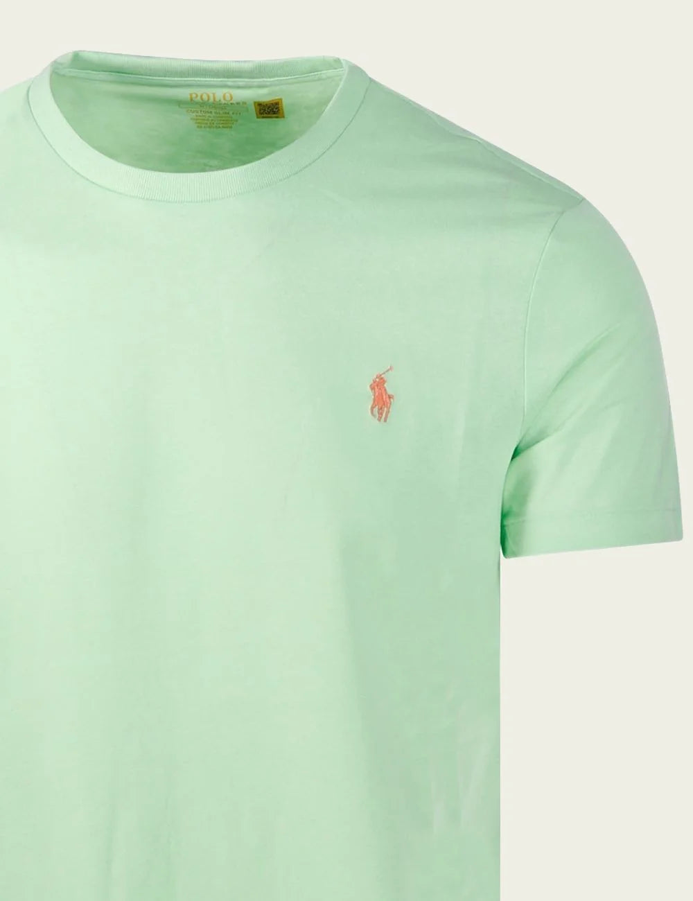 Polo Ralph Lauren t-shirt lime green logo chest front detail view