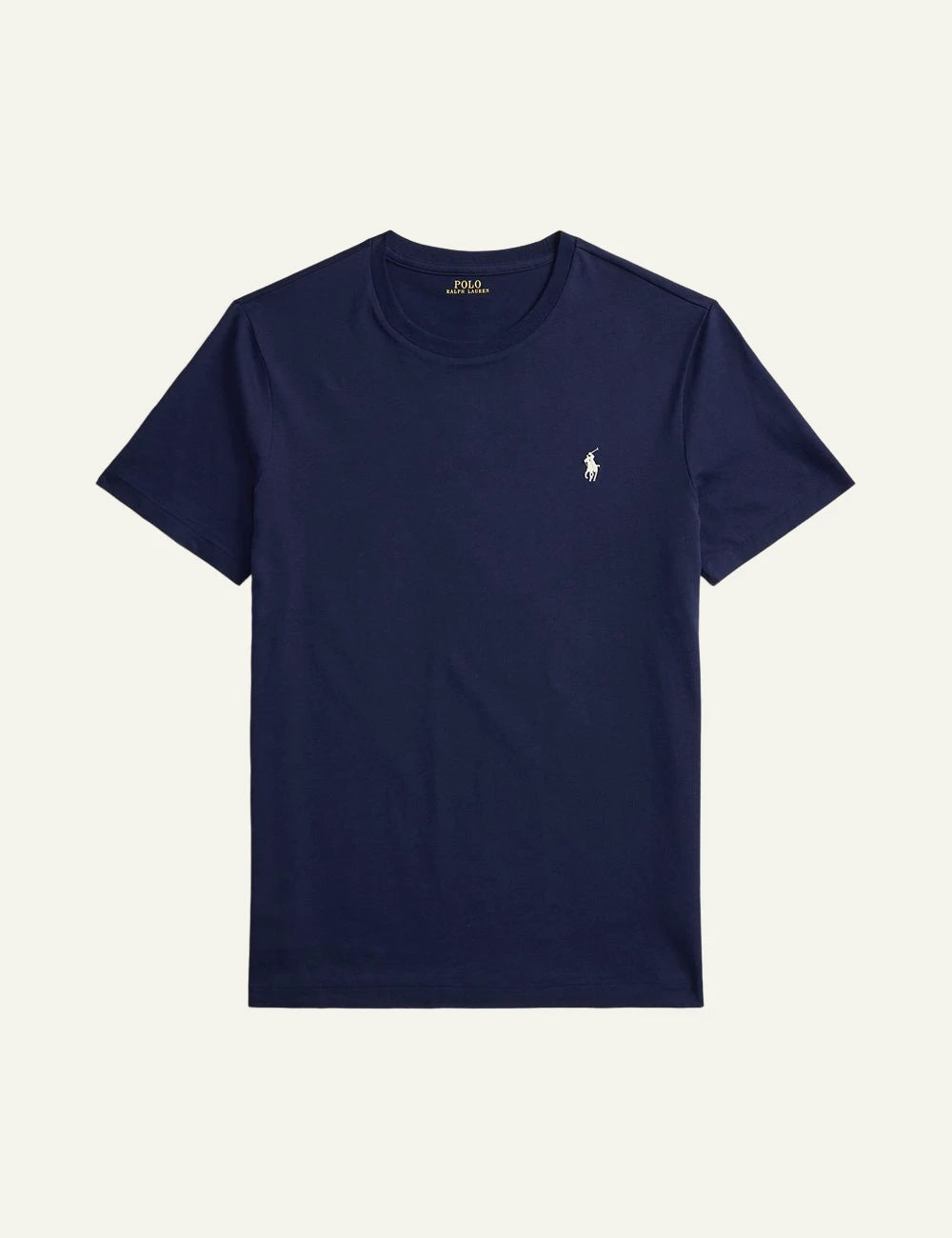 polo ralph lauren t shirt navy cotton slim fit logo chest front view