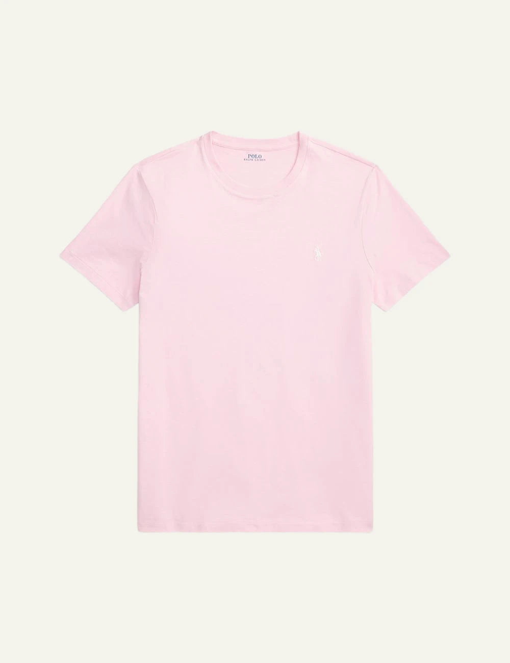 polo ralph lauren t shirt pink cotton slim fit logo chest front view