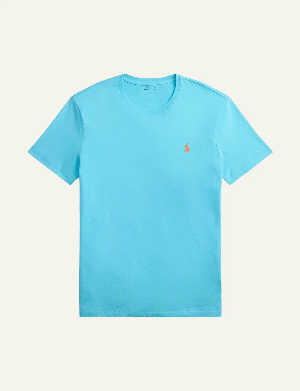 Polo Ralph Lauren t-shirt turquoise blue me orange pony logo front flat view