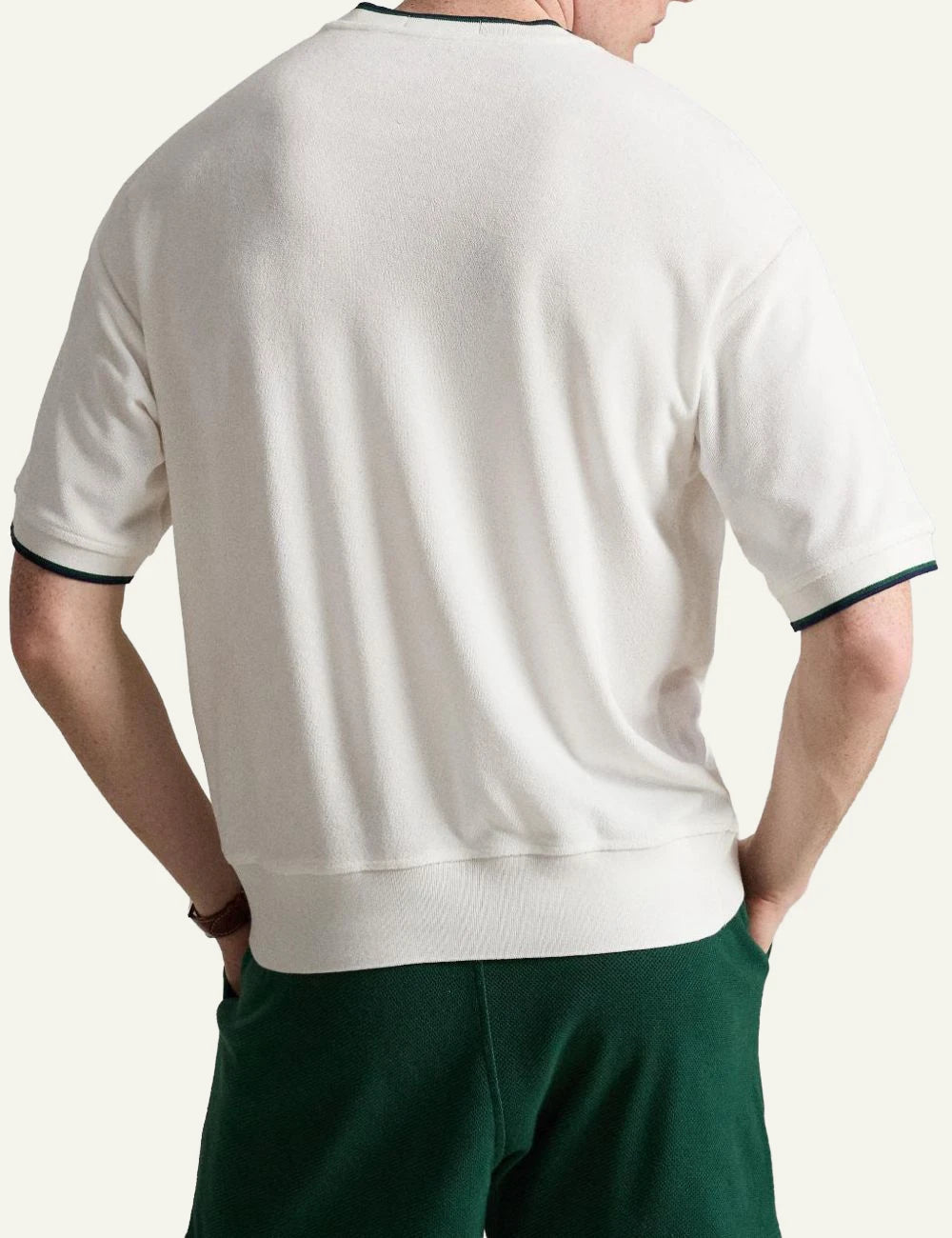 Polo Ralph Lauren white t-shirt with chest pocket and racket logo back view