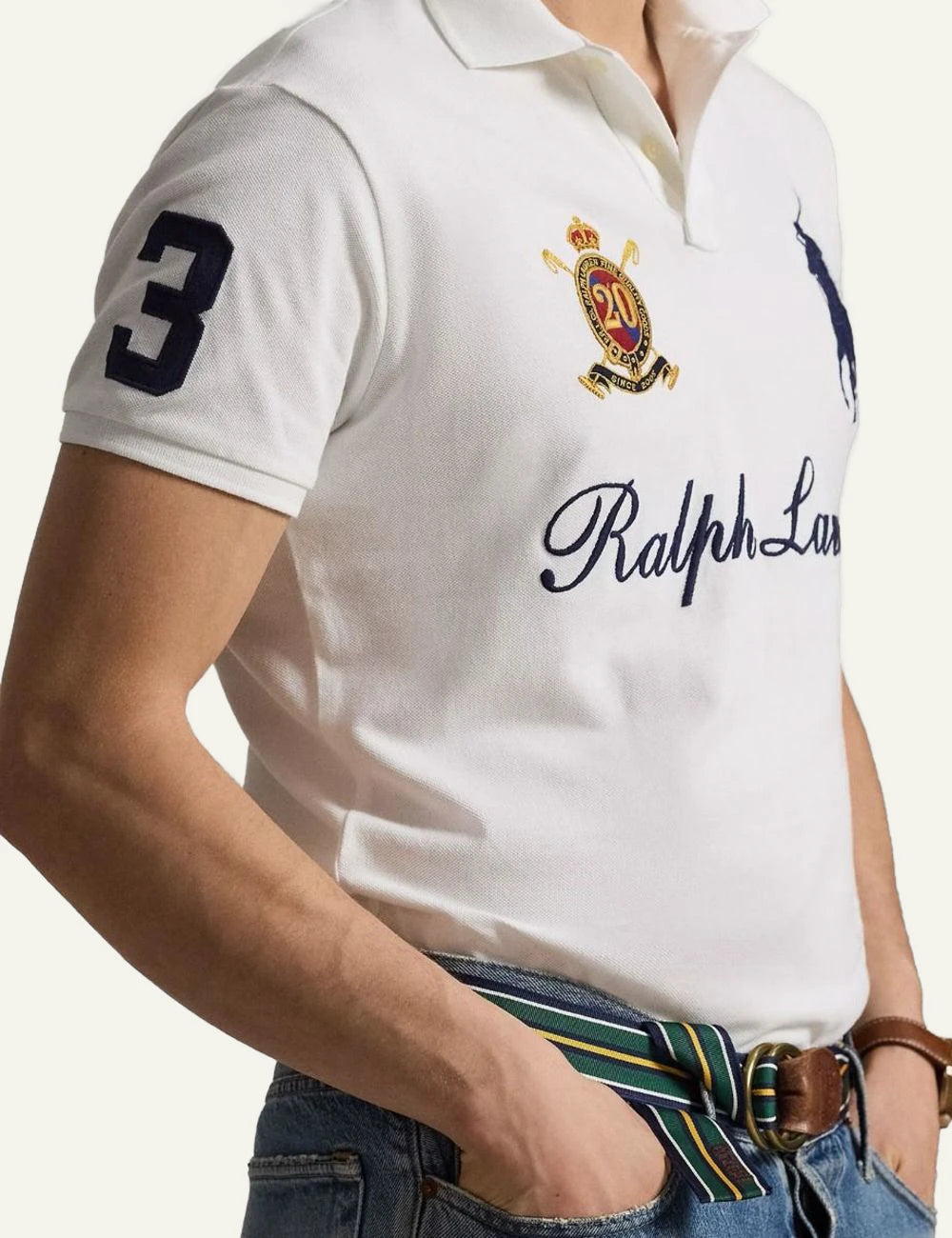 Polo Ralph Lauren white polo shirt with big pony logo and embroidered logo view