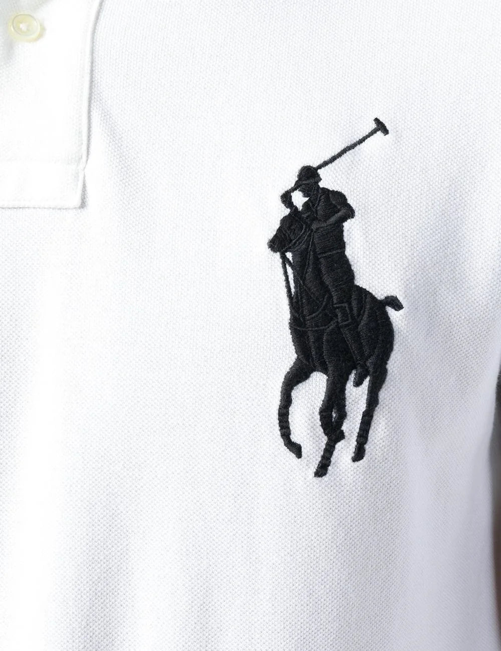 Polo Ralph Lauren white polo shirt with large black Big Pony logo view