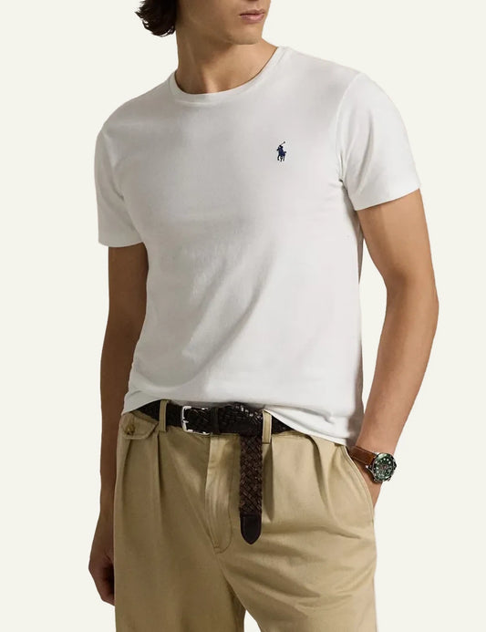 Polo Ralph Lauren white slim T-shirt me navy pony logo front view