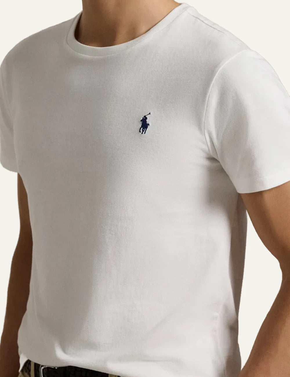 Polo Ralph Lauren white slim T-shirt me navy pony logo front model view