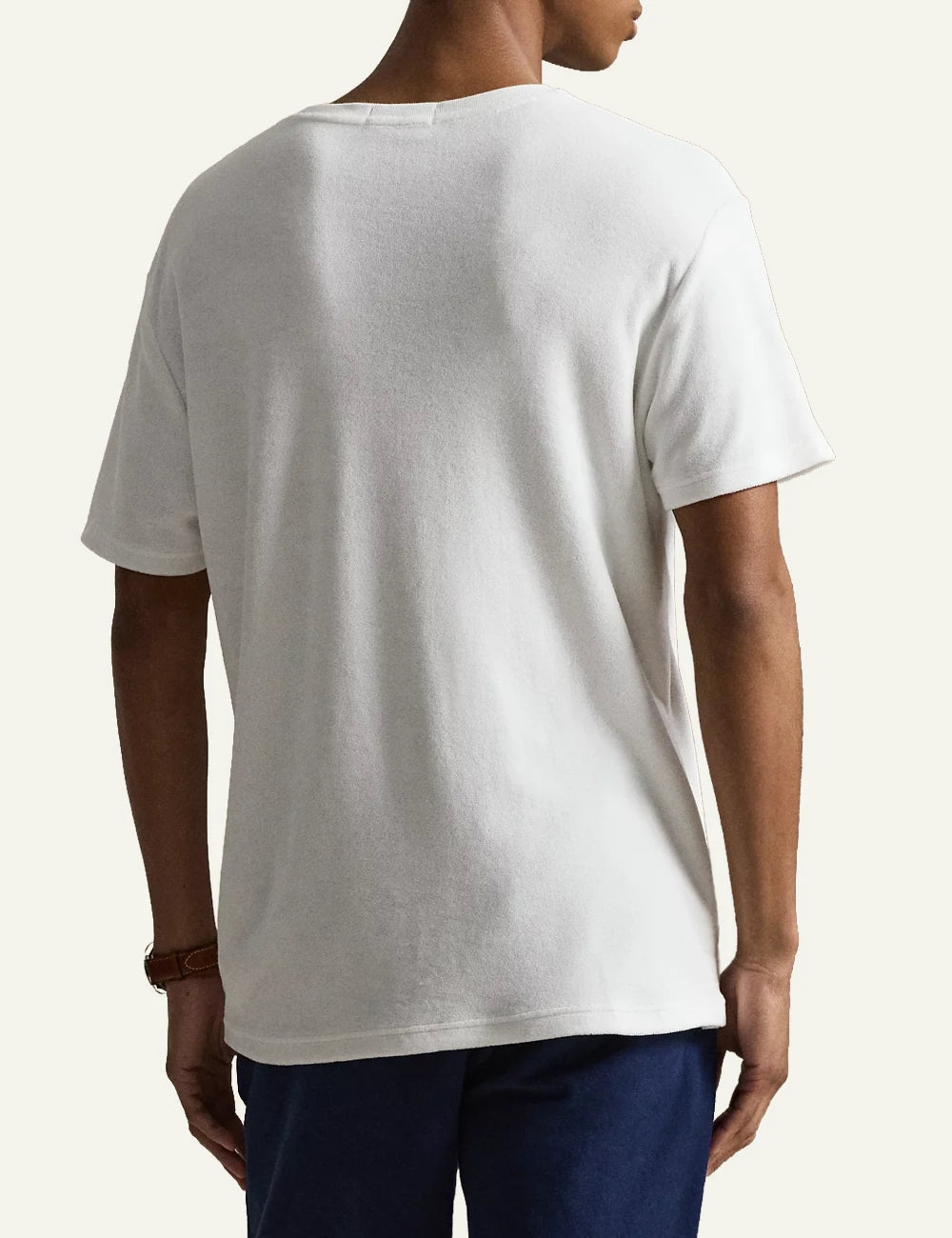 polo ralph lauren white terry t-shirt pony logo cotton blend classic fit back view