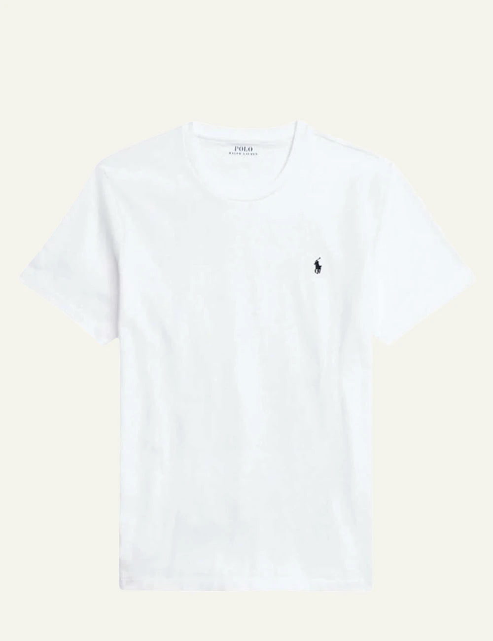 Polo Ralph Lauren white t-shirt black pony logo crewneck front flat view