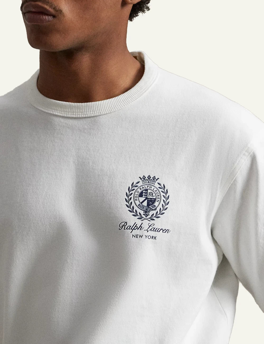 polo ralph lauren white t-shirt crest logo cotton relaxed fit front detail view