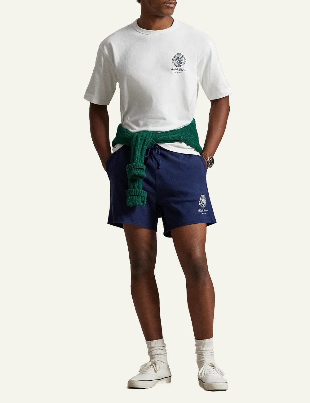 polo ralph lauren white t-shirt crest logo cotton relaxed fit front full body view