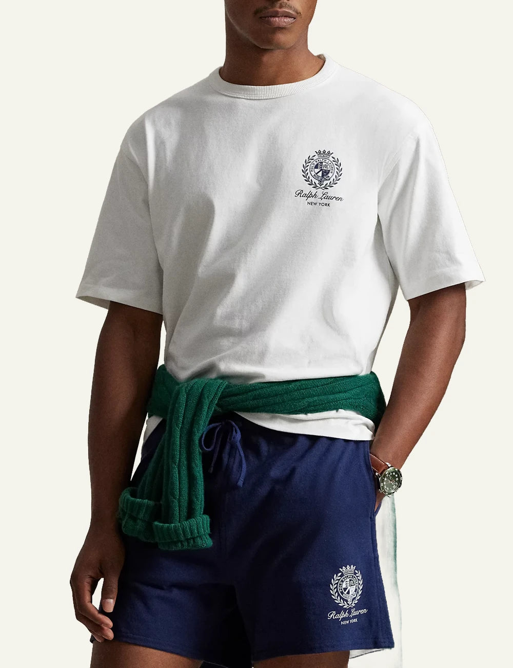 polo ralph lauren white t-shirt crest logo cotton relaxed fit front model view