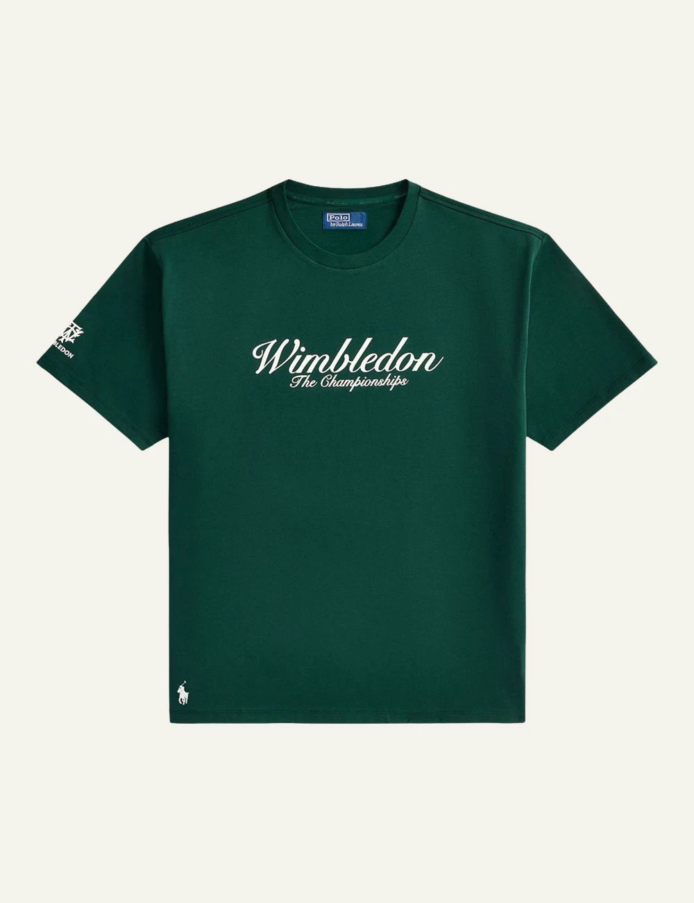 Polo Ralph Lauren Wimbledon t-shirt green logo front flat view
