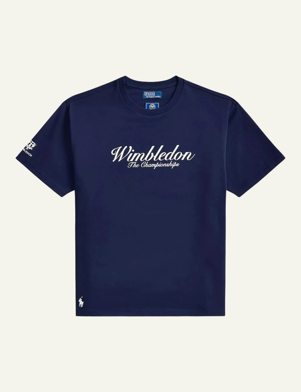 Polo Ralph Lauren Wimbledon t-shirt navy logo front flat view
