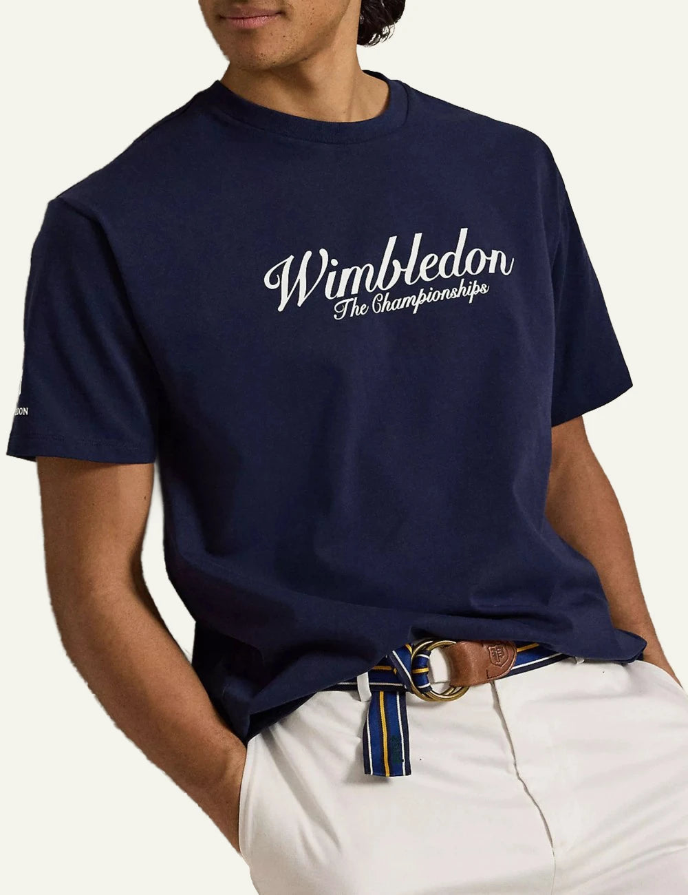 Polo Ralph Lauren Wimbledon t-shirt navy logo front model view