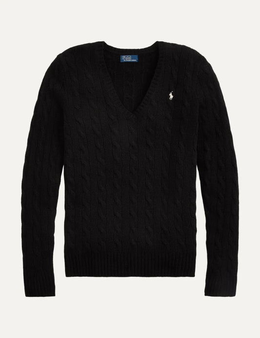 Polo Ralph Lauren women's black wool and cashmere cable knit sweater