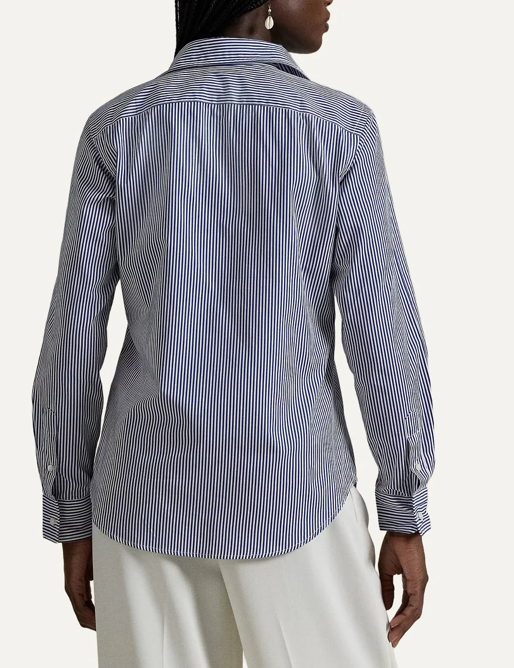 Polo Ralph Lauren women's blue and white striped cotton shirt back