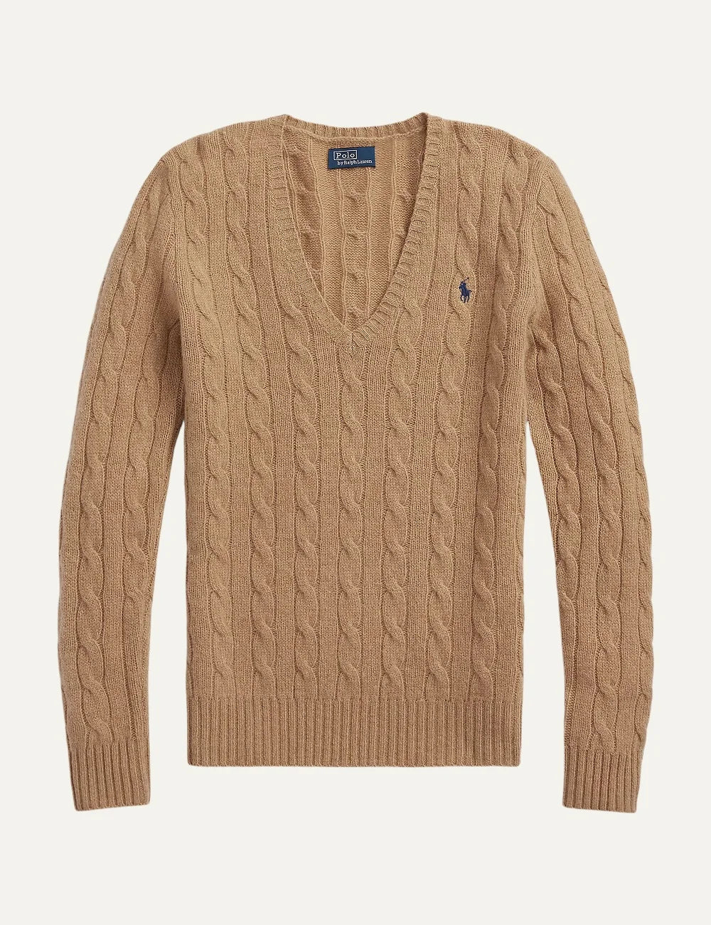 Polo Ralph Lauren women's camel wool and cashmere cable knit sweater