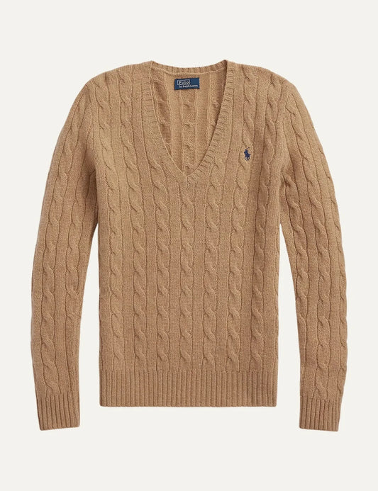 Polo Ralph Lauren women's camel wool and cashmere cable knit sweater