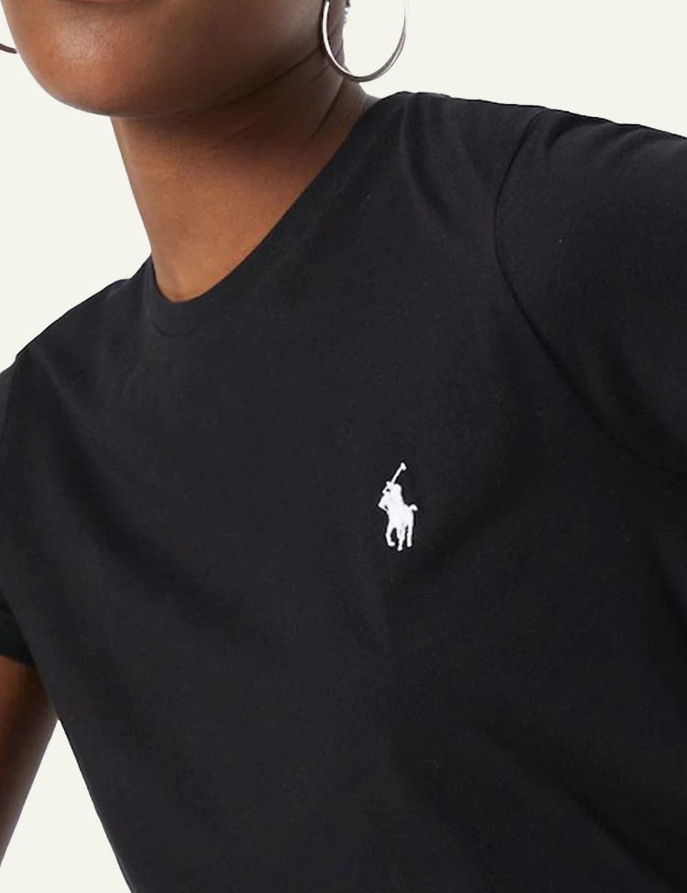 Women's Polo Ralph Lauren Classic Fit cotton jersey T-shirt in black with embroidered Pony logo detail