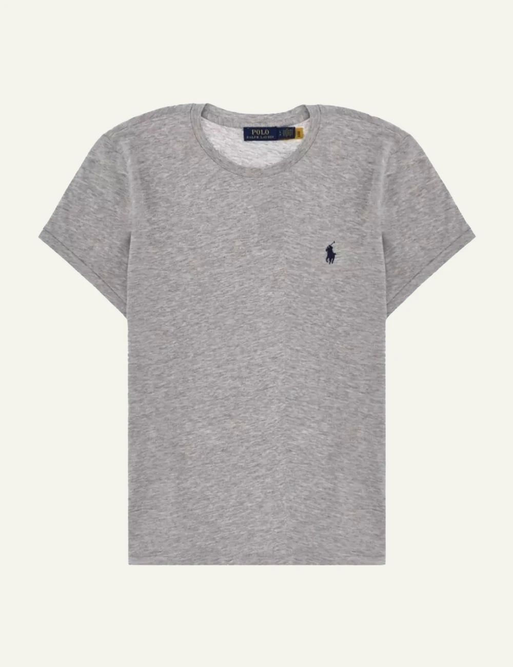 Women's Polo Ralph Lauren Classic Fit cotton jersey T-shirt in grey melange with embroidered Pony logo
