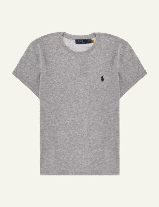 Women's Polo Ralph Lauren Classic Fit cotton jersey T-shirt in grey melange with embroidered Pony logo