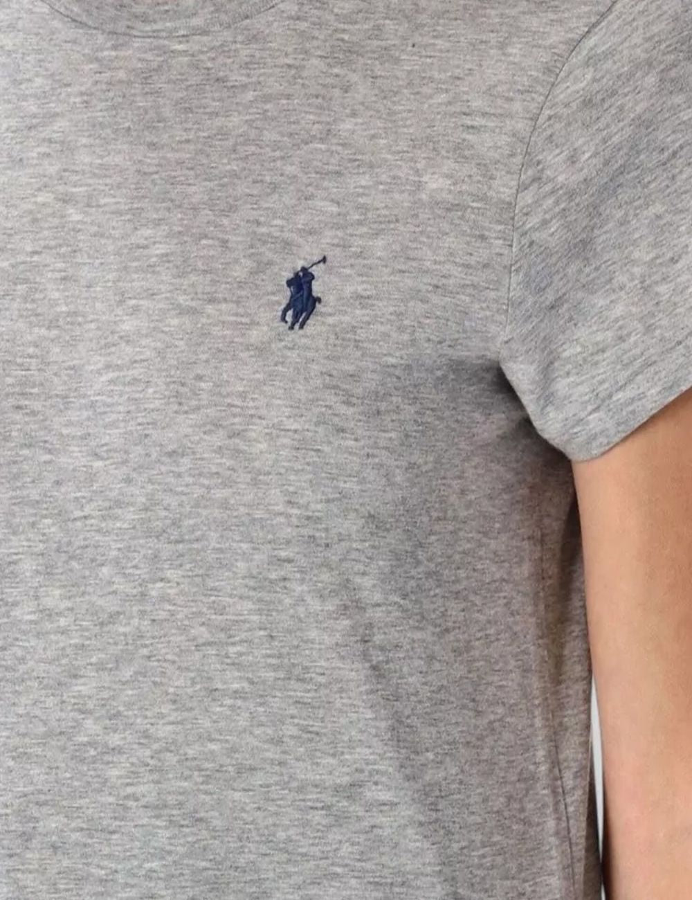Women's Polo Ralph Lauren Classic Fit cotton jersey T-shirt in grey melange with embroidered Pony logo detail