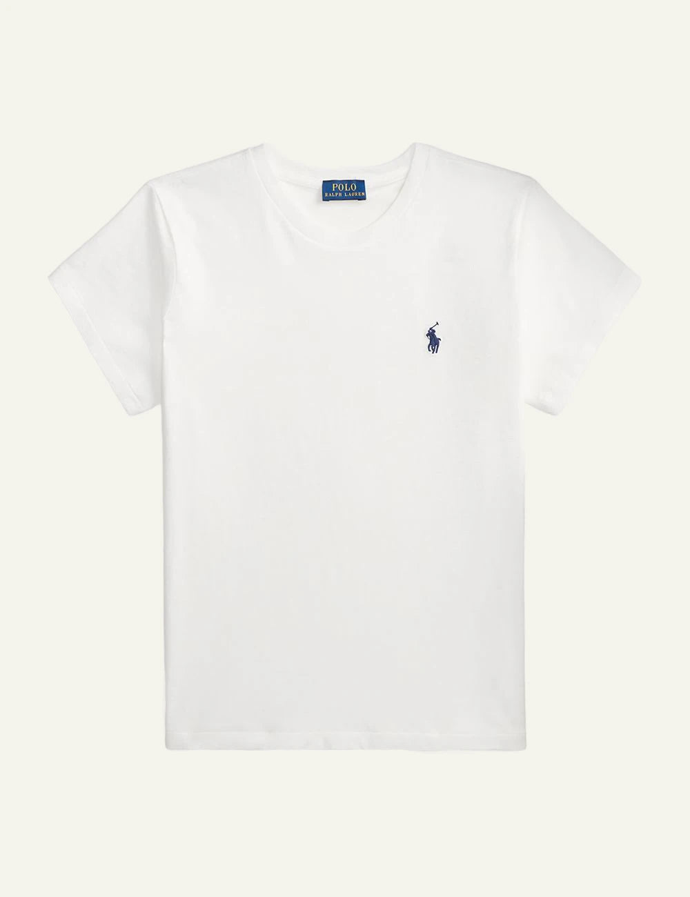 Women's Polo Ralph Lauren cotton jersey T-shirt in white with embroidered navy Pony logo