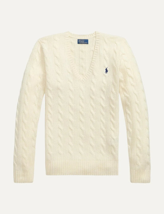 Polo Ralph Lauren women's ecru wool and cashmere cable knit sweater