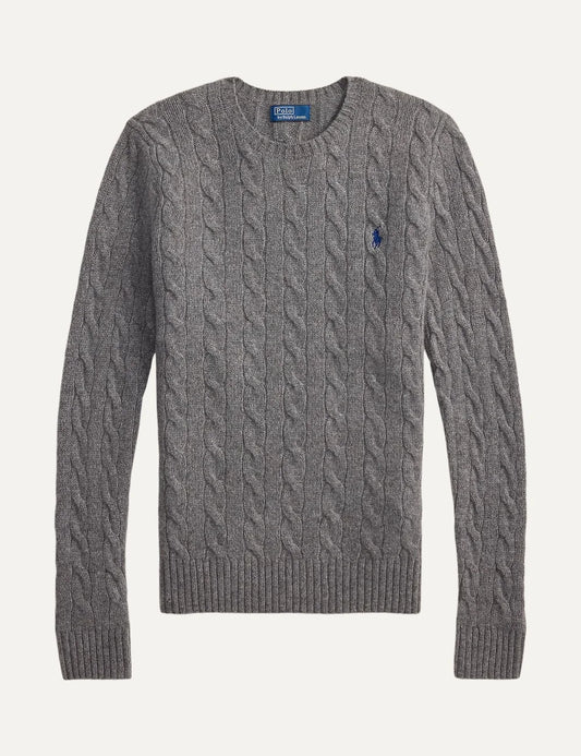 Polo Ralph Lauren women's grey wool and cashmere cable knit sweater