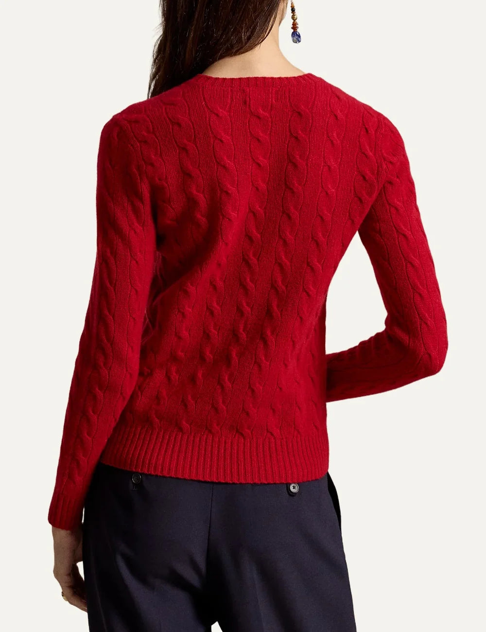 Polo Ralph Lauren women's red wool cashmere cable knit sweaterback