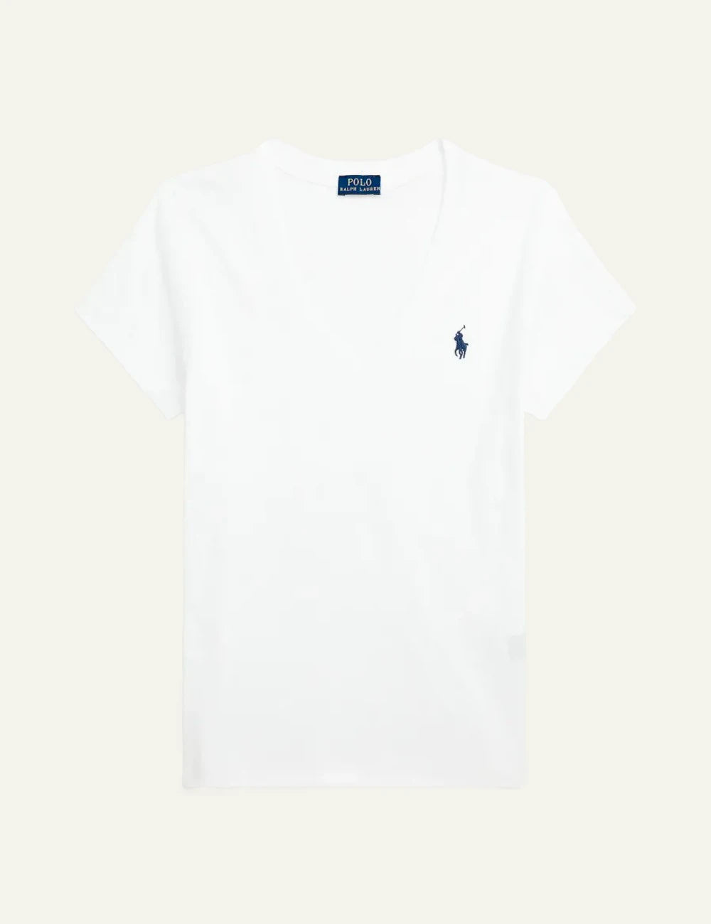 Women's Polo Ralph Lauren V-neck cotton T-shirt in white with embroidered Pony logo