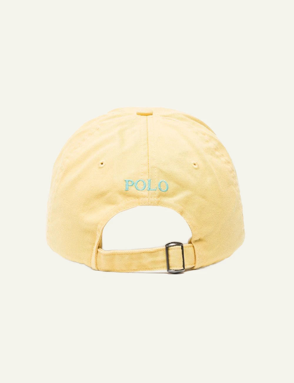 Polo Ralph Lauren yellow cap with light blue Big Pony logo back view