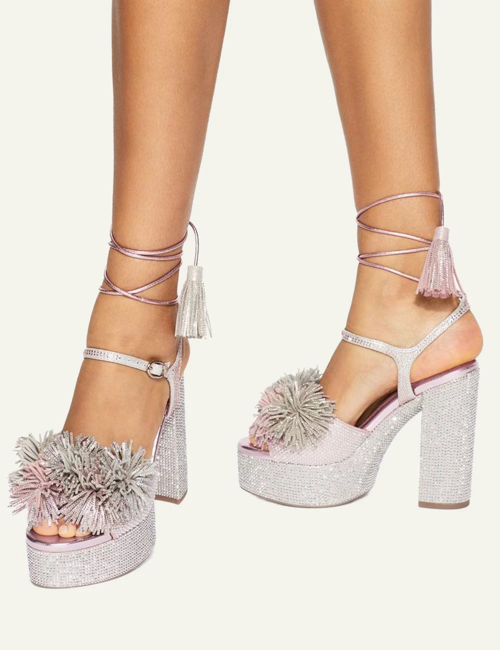 pom pom tie platform metal combination suede kurt geiger london side model