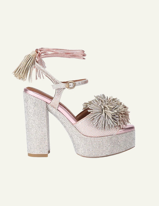 pom pom tie platform metal combination suede kurt geiger london side