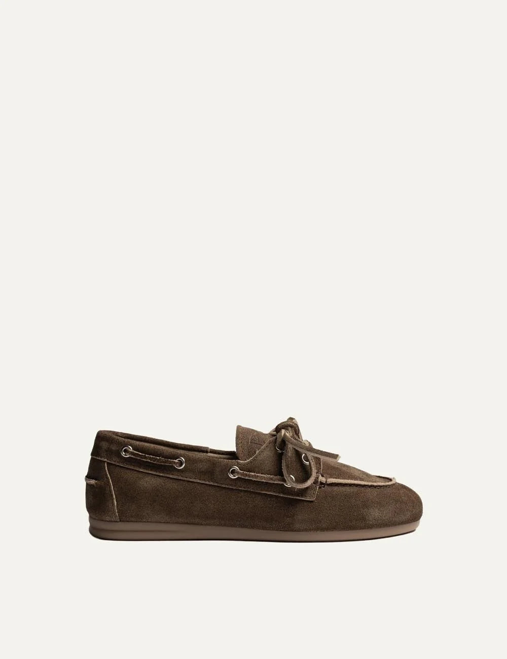 Posa Women’s Brown Suede Boat Loafers side view