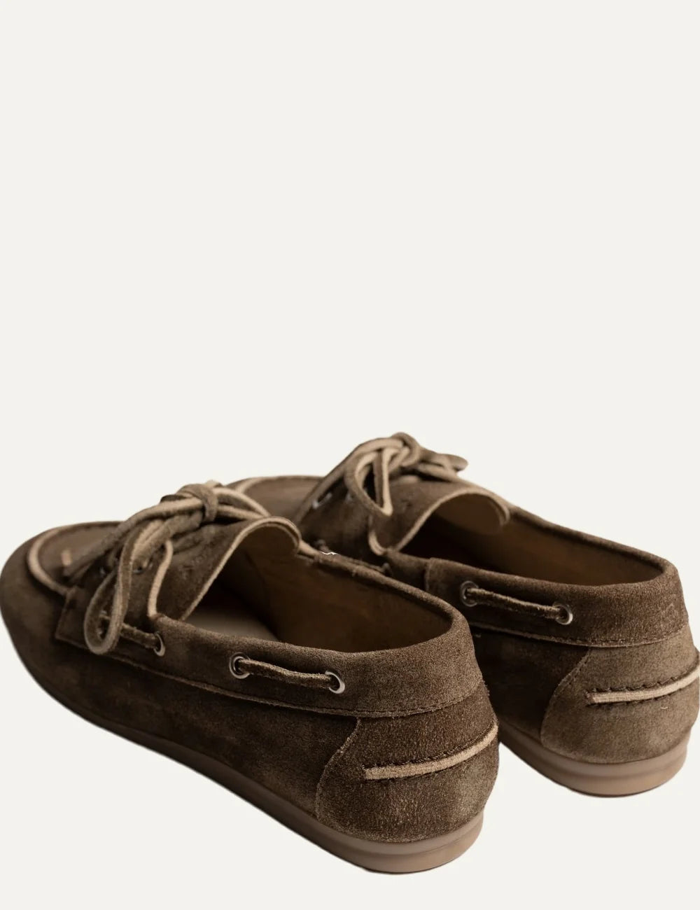 Posa Women’s Brown Suede Boat Loafers back view