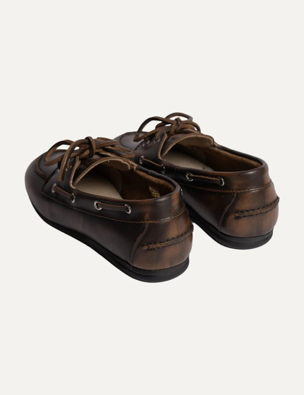 Posa Women’s Dark Brown Leather Boat Loafers back view 