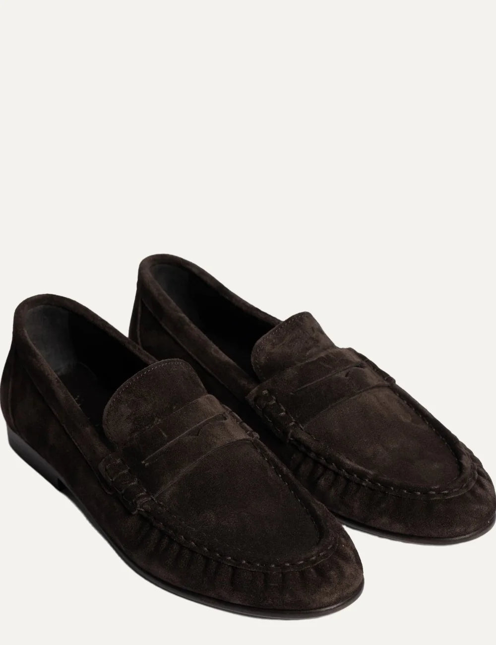 Posa Women’s Dark Brown Suede Penny Loafers pair side view