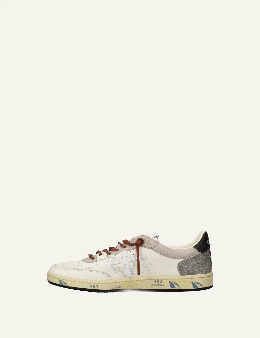 Premiata Istrice sneakers off white brown leather profile view