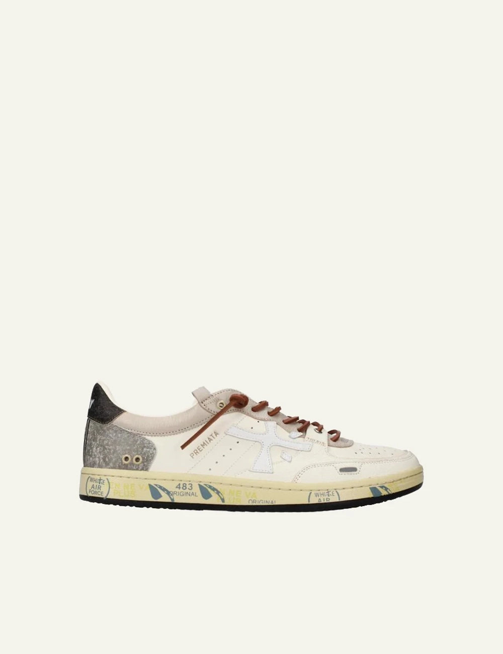 Premiata Istrice sneakers off white brown leather side view